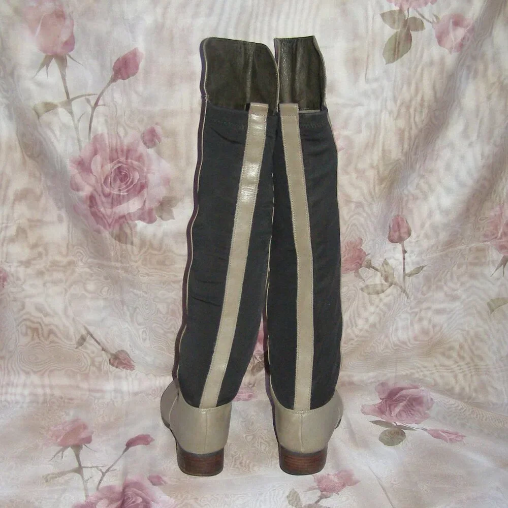 Vintage size 9 Charles David Taupe Leather Knee High Boots